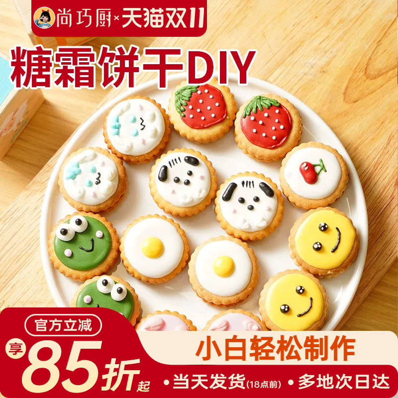 展艺蛋白糖霜饼干DIY小圆饼干预拌粉圣诞曲奇翻糖装饰烘焙套装