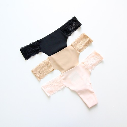 女士低腰性感蕾丝边丁字裤全棉裆