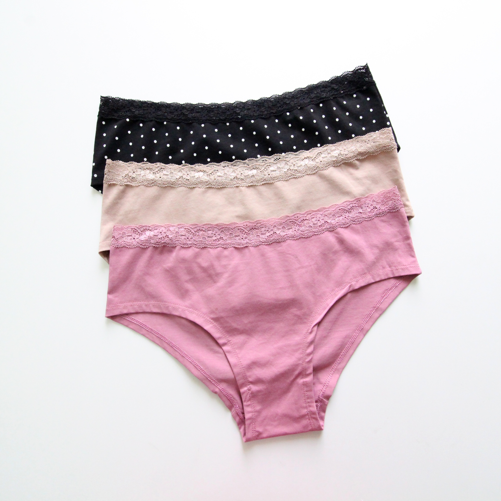 女士三角裤中腰性感蕾丝边棉舒适