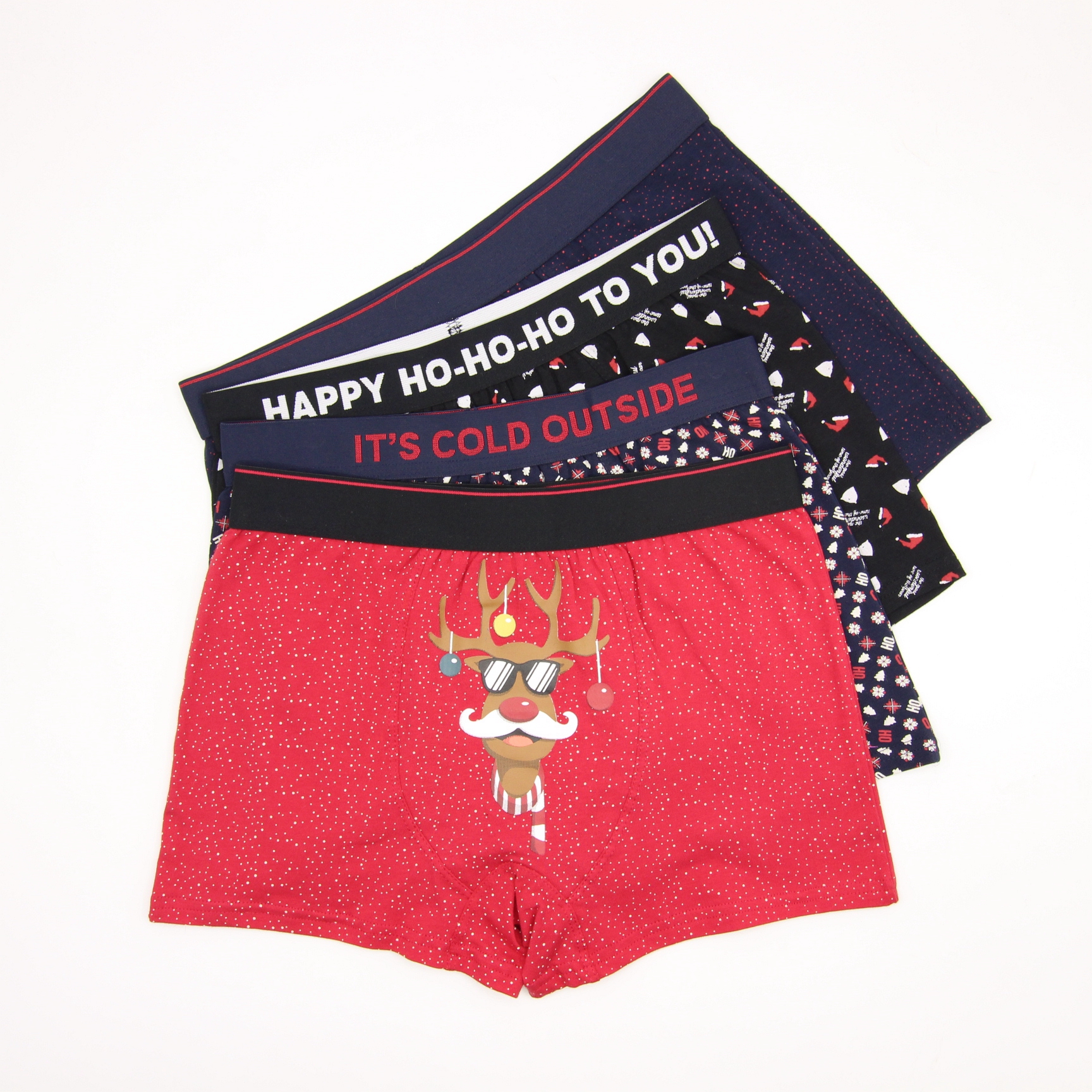 男士平角裤中低腰圣诞系列红色潮