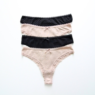 T裤 女生中低腰纯色百搭波点短裤 棉舒适透气三角裤 微瑕疵女士内裤
