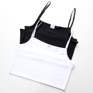 微瑕疵女士吊带内搭2025夏季 棉质小背心打底衣黑白上衣肩带可调节