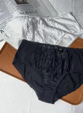微瑕疵女士三角内裤性感亲肤舒适蕾丝边黑色中腰内裤