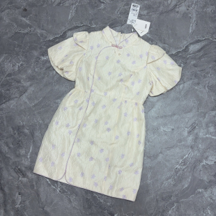 气质泡袖 柜599 连衣裙夏季 新款 碎花千金裙子 7.10 国风新中式 L町