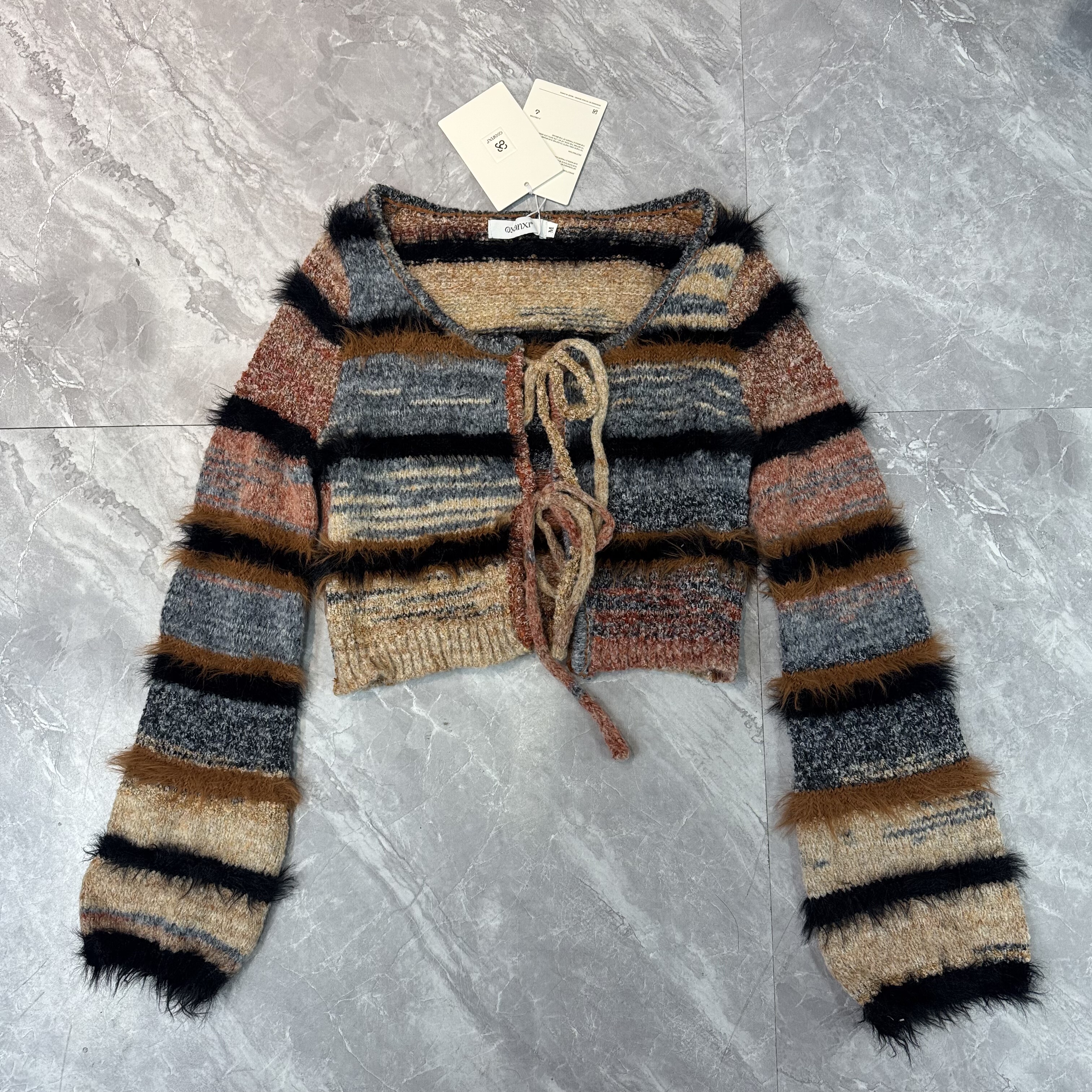 1.14欧y喜 辣妹美拉德短款羊毛针织开衫女复古毛衣外套长袖上衣,女装/女士精品,毛衣,淘宝优惠券,粉丝福利购,淘宝优惠卷