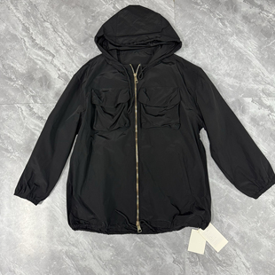 上衣 防风连帽冲锋衣中长外套女宽松时尚 9.1KLO… 春秋工装