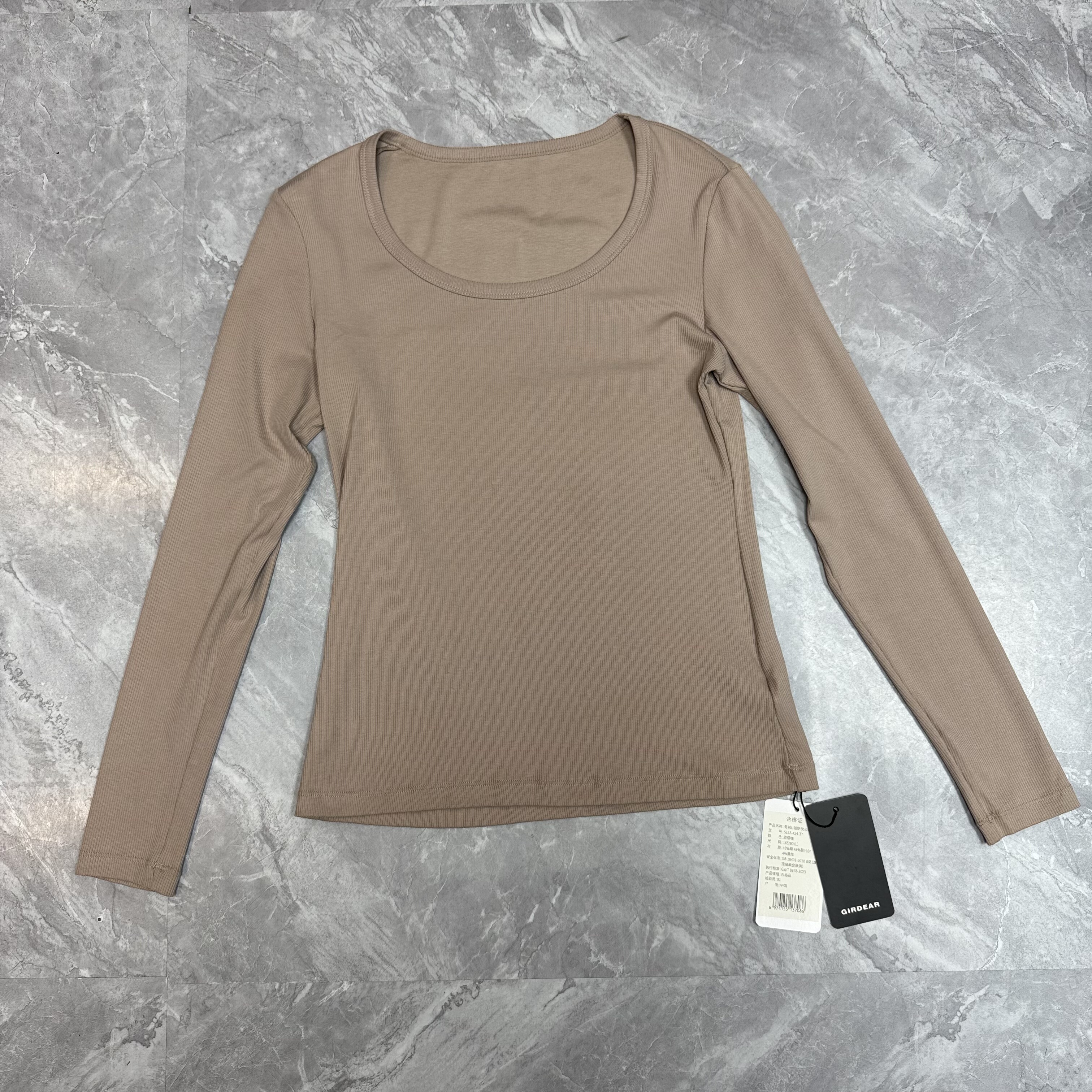 9.23哥d 秋冬针织罗纹圆领纯色打底衫长袖柔软舒适上衣