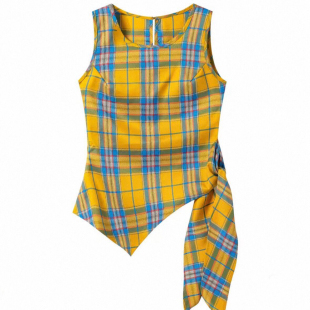 6.17羊城gs 格子绑带不规则吊带背心女夏别致设计感外穿无袖上衣