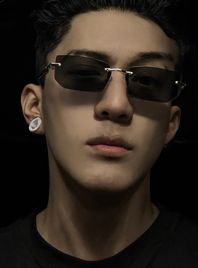 欧美潮流无框切边太阳镜方形金属质感墨镜防紫外线跨境ins太阳镜