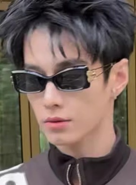 何与同款时尚韩版潮型男gm墨镜金属腿镂空猫眼气质款太阳眼镜显瘦