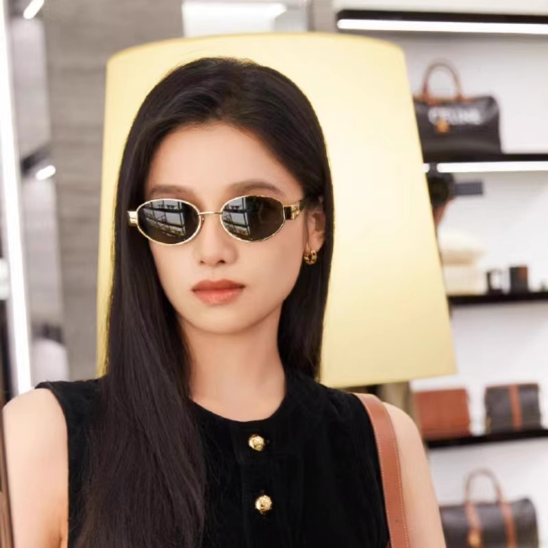 张婧仪周扬青同款新眼镜偏光椭圆形个性金属框墨镜男女同款时尚潮