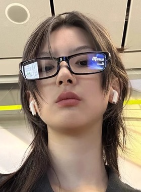 日系TR90黑色小方框平光镜COS二次元眼镜框女Y2K素颜凹造型眼镜男