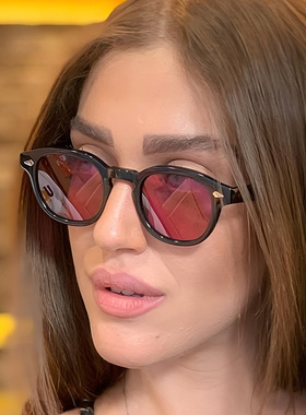 新款休闲男女时尚夏季黄色太阳镜跨境个性米钉墨镜高级感太阳眼镜