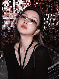 复古一体式 金属朋克墨镜凹造型时髦街拍千禧辣妹太阳眼镜防紫外线