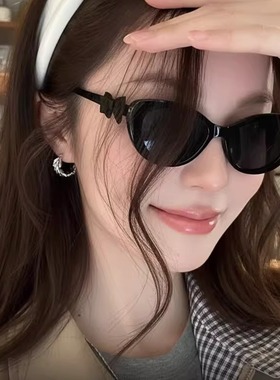 辛芷蕾同款蝴蝶结猫眼墨镜女高级感防紫外线可配近视防晒太阳镜男