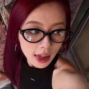 猫眼韩系asa同款 椭圆书呆子小框眼镜女高级感素颜平光镜可配度数