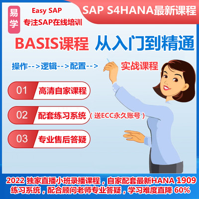 SAP BASIS教程运维视频S4HANA录播课程项目资料送ECC模拟练习账号