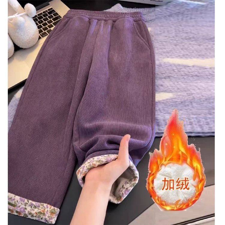 女童加绒裤子冬装2026新款儿童加厚运动裤大童冬季灯芯绒阔腿长裤,童装/婴儿装/亲子装,裤子,淘宝优惠券,粉丝福利购,淘宝优惠卷