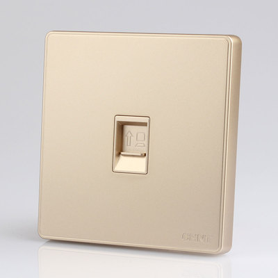 正泰开关插座86型 NEW2-C20402香槟金色一联电脑插座网络插座面板