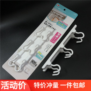 创意6头挂钩粘钩粘贴式吊钩六连钩塑料家用厨房勾子日式衣橱粘勾