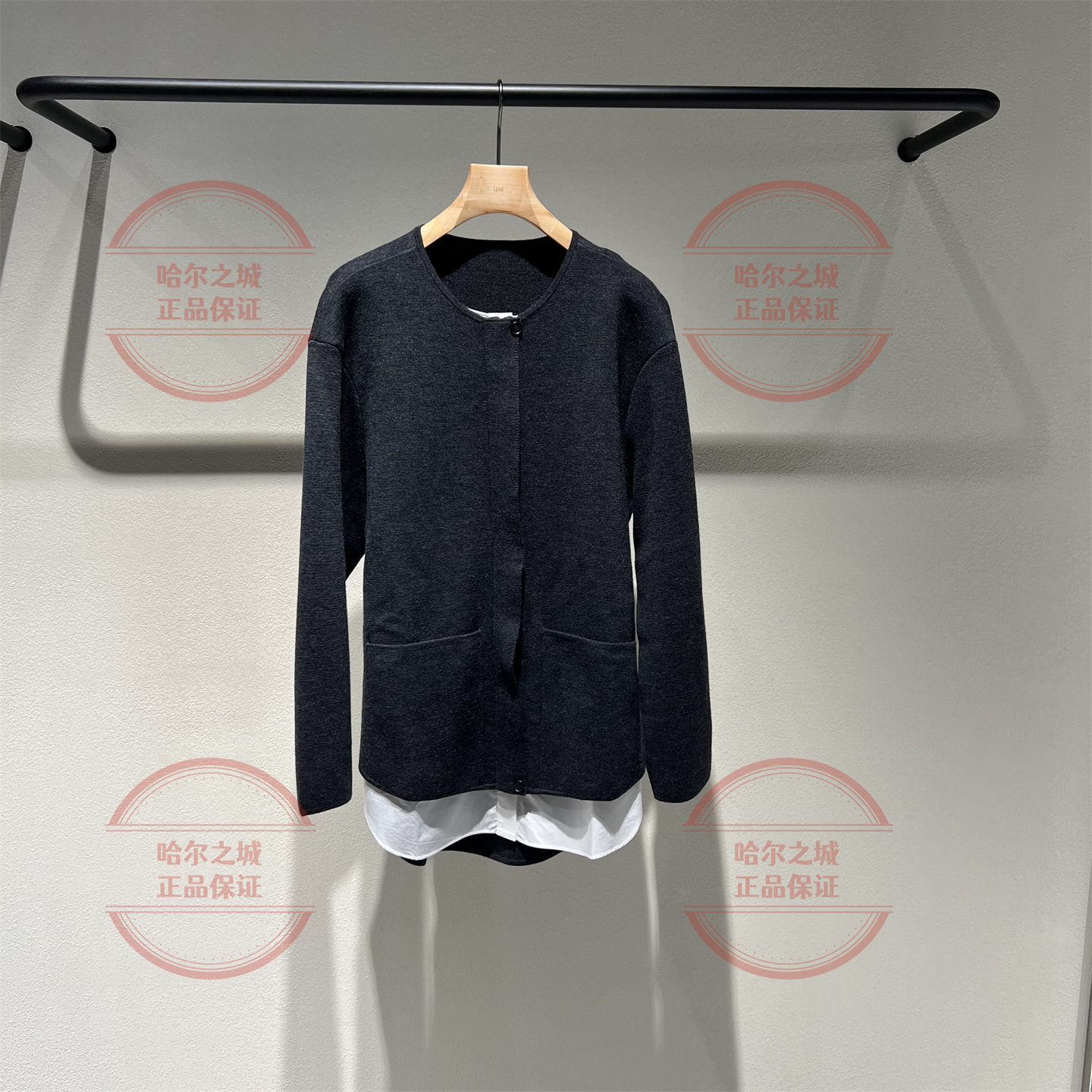 商场同款 LESS2025冬新款假两件无领拉链针织衫外套2P0318270开衫