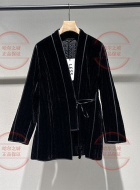 商场同款LESS 2025年冬复古新中式 中长丝绒棉衣2P0B16640桑蚕丝