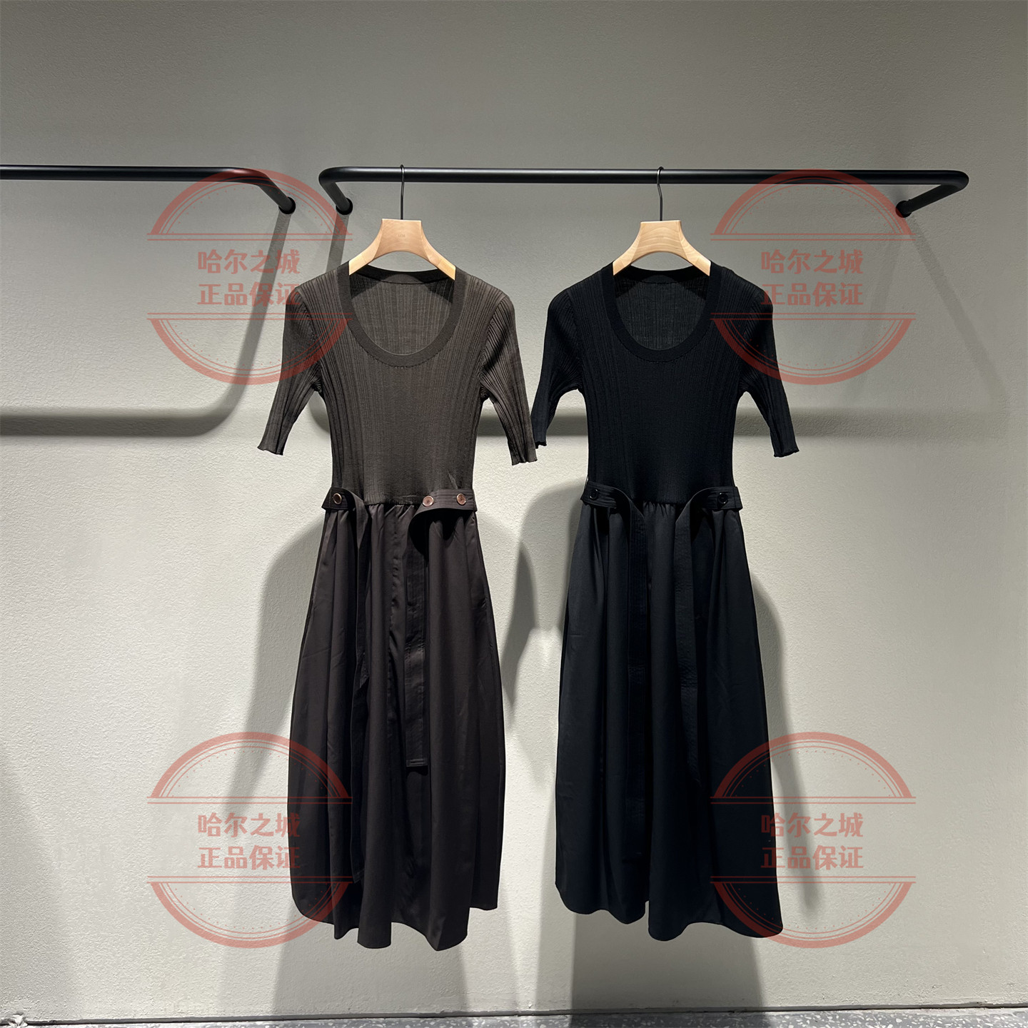 速发 LESS女装2025秋2P7G18540连衣裙2595羊毛拼接修身长裙公主范