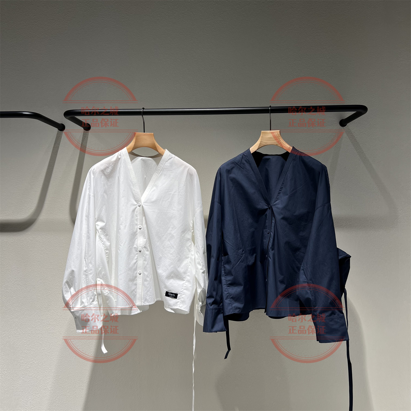进口休闲V领全棉衬衫女2P8216260