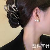 塑料针ins风一款 两戴爱心耳钉日常百搭珍珠耳环新耳洞抗过敏耳饰
