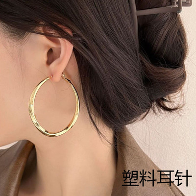 塑料针养耳洞欧美夸张金色大耳圈