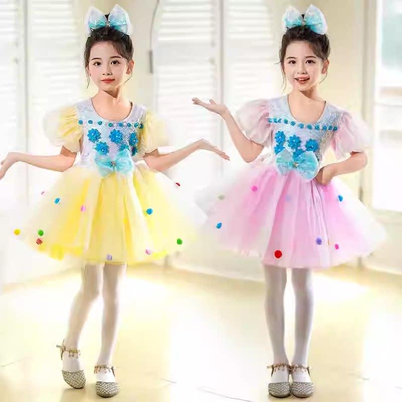 六一儿童演出服芭比戏梦蝶女童蓬蓬纱裙幼儿园可爱舞蹈亮片表演服