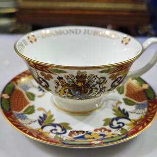 英国Royal Worcester皇家伍斯特女王登基60周年限定骨瓷杯碟二件