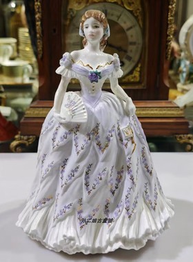 英国产Royal Worcester精骨瓷最后的华尔兹淑女瓷偶中古限量发行
