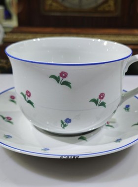 波兰产Wawel全手绘玫瑰花大咖啡杯红茶杯燕麦杯碟二件套中古瓷器