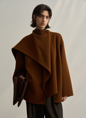 [共线]COLNE秋冬新款通勤设计感羊毛披肩大围巾A版毛呢外套C4363