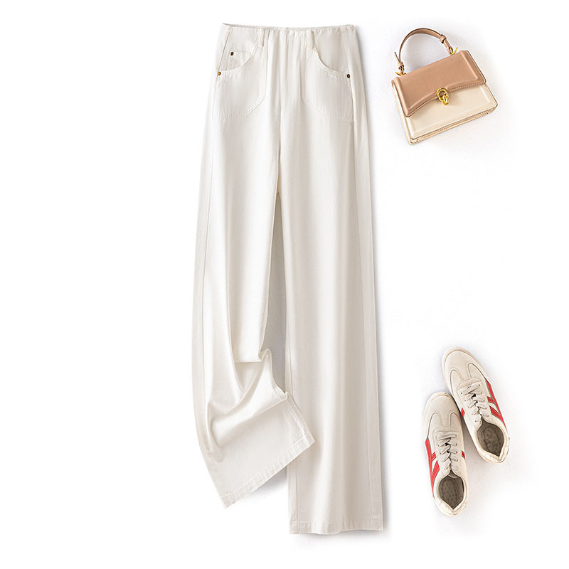 新款白色阔腿牛仔裤直筒女2026年春季高腰宽松显瘦长裤通勤休闲裤