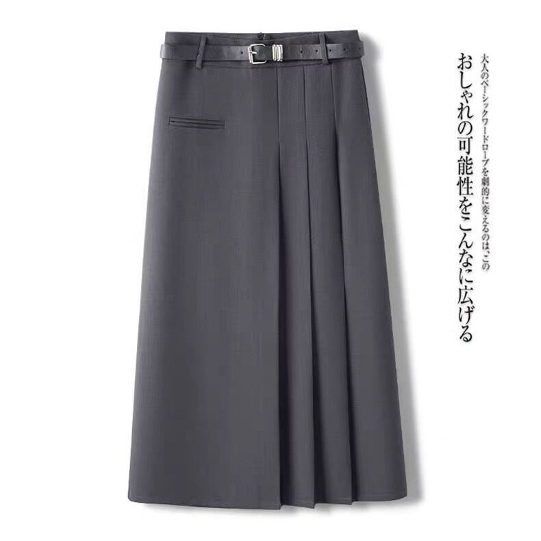 灰色半身裙百褶裙中长款女春夏2026设计感气质半裙a字西装裙纯色