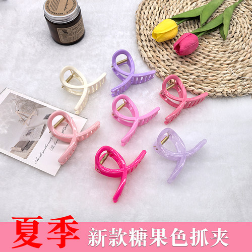 2025新款糖果色8CM抓夹后脑勺盘发夹子批发女手工DIY发夹材料配件