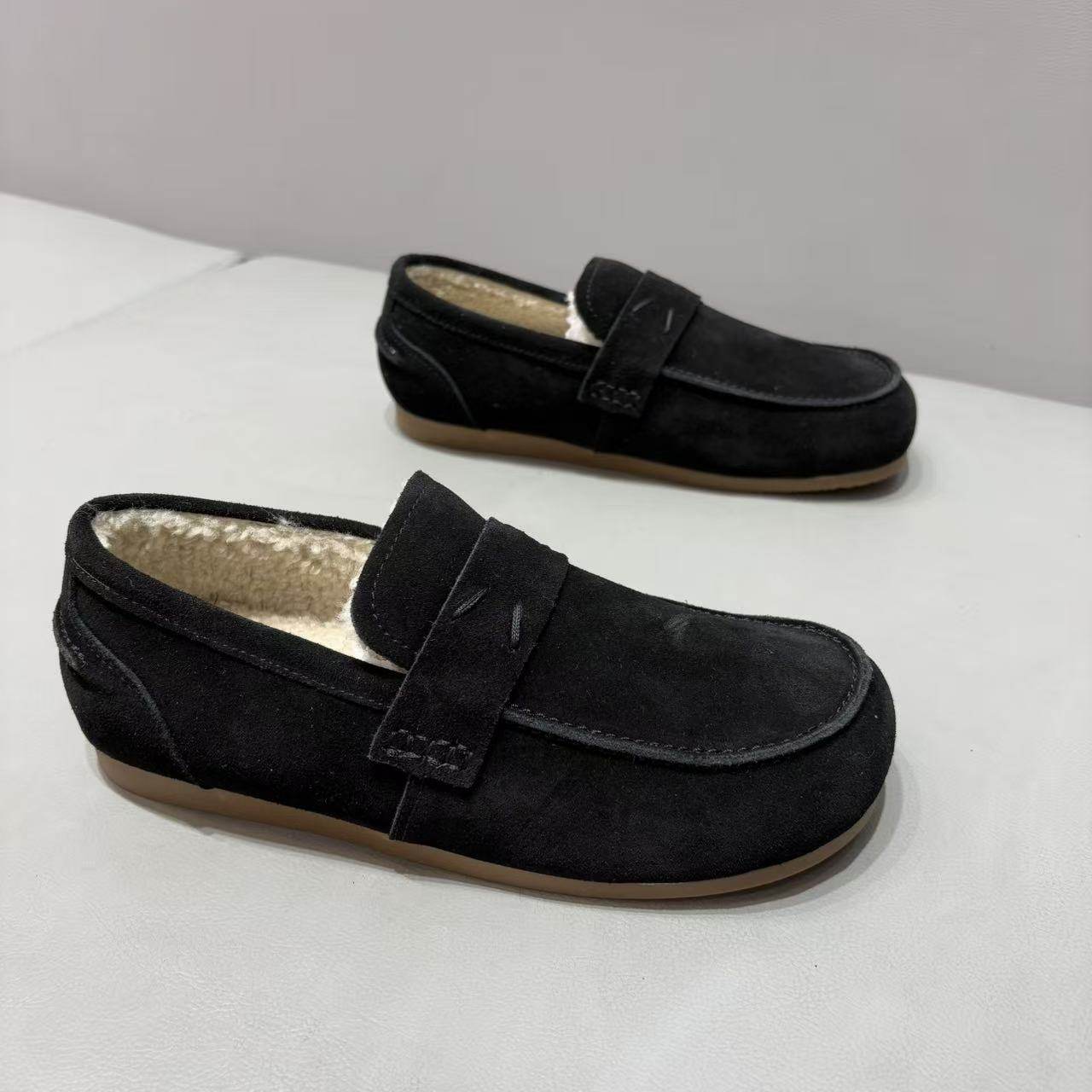 2025秋冬男款棉瓢冬季新款加绒保暖真皮豆豆鞋软底一脚蹬乐福鞋