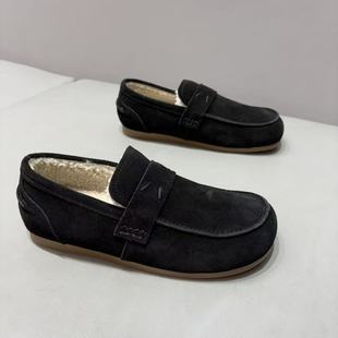 2025秋冬男款棉瓢冬季新款加绒保暖真皮豆豆鞋软底一脚蹬乐福鞋