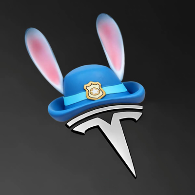 适用于特斯拉朱迪警官兔耳朵帽子车标装饰贴画卡通可爱汽车装饰贴