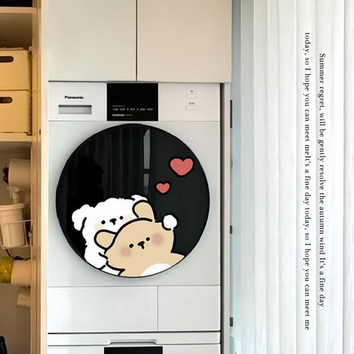 掐脸小狗滚筒洗衣机贴纸窗花静电贴卫生间浴室玻璃贴纸洗衣机装饰
