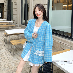 春季新款蕾丝拼接粗花呢小香风外套2C119-1801-P165-K248图片