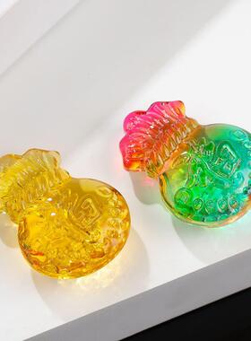 黄水晶小福袋钱袋摆件招财进宝开业乔迁礼品客厅装饰品琉璃小福袋