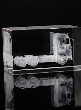 水晶内雕工艺品 3d激光镭射内雕商务礼品 企业logo建筑内雕