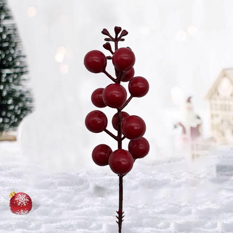 12头泡沫红果浆果 圣诞节花环藤条装饰品新年装饰福桶红果子