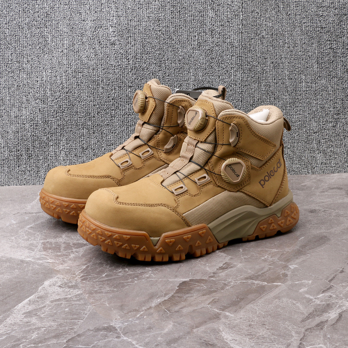 出口韩国男士4E加宽头层磨砂牛皮双排纽扣塑钢防砸户外安全工作鞋