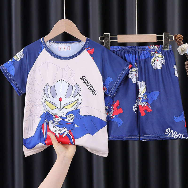 夏季纯棉薄款儿童卡通家居服套装
