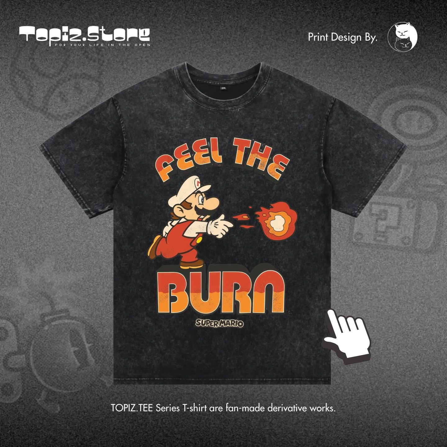 超级玛丽马里奥复古风水洗短袖T恤男女通用宽松oversize印花街头