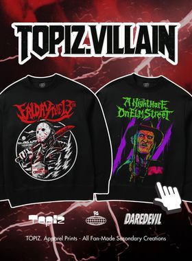 VILLAIN反派圆领卫衣男女宽松加绒DOOM猛鬼街恐怖片活死人寂静岭